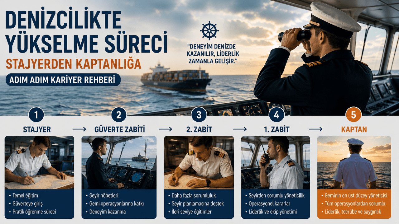 Denizcilikte Yükselme Süreci: Stajyerden Kaptanlığa Adım Adım Kariyer Rehberi